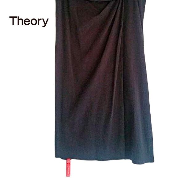 Theory NEW Minimalist RHINA Faux Wrap Drape Ruche Waist Knee Skirt M - Picture 6 of 11